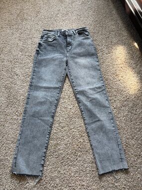 Kensie Washed Gray Straight-Leg High-Rise Jeans